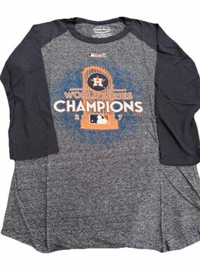 Houston Astros Women's 'World Series Champions' Raglan Tee - Gray & Navy